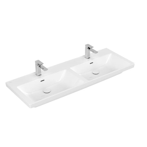 Villeroy & Boch Subway 3.0 dvojumyvadlo 1300 x 475 x 165 mm, alpská bílá, ceramicplus, s přepadem, neleštěno 4A71D5R1