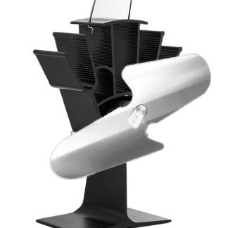 Dvoulopatkový ventilátor na kamna Flamingo, stříbrný