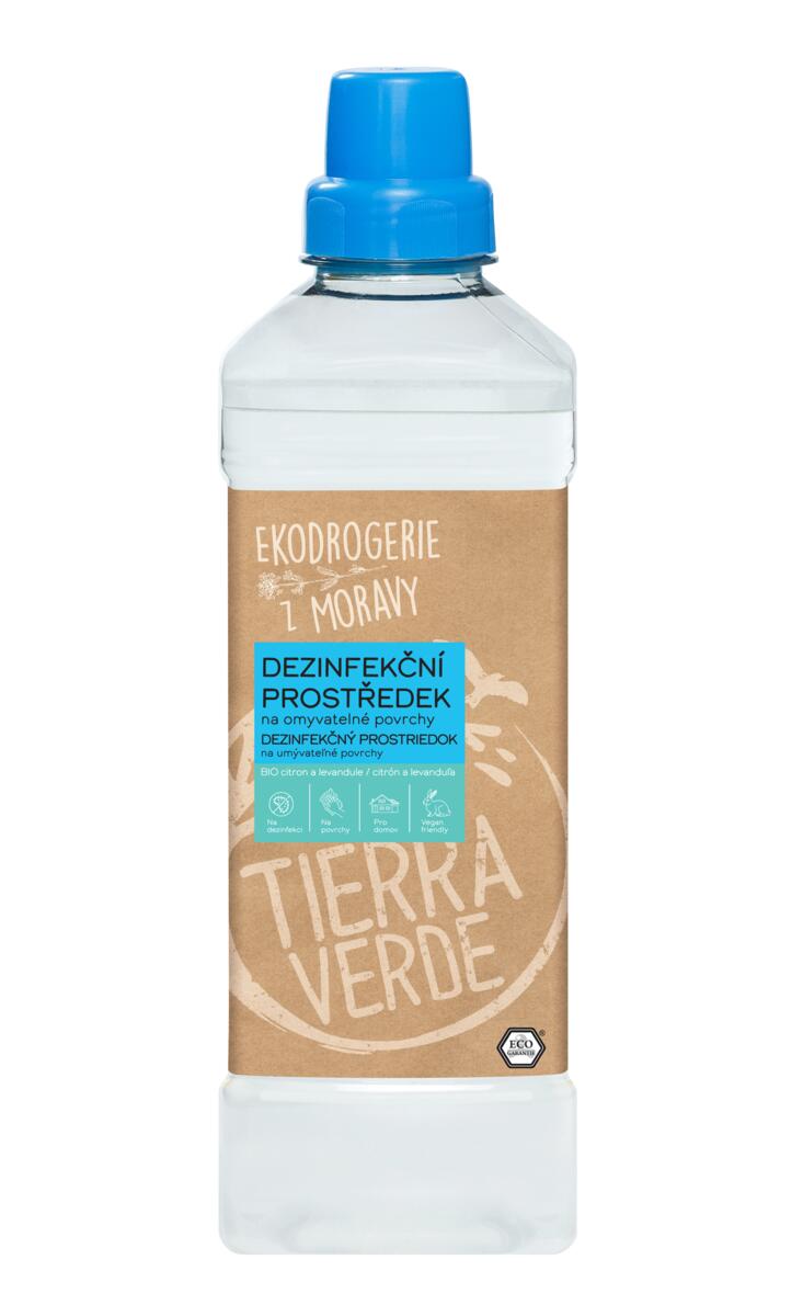 Tierra Verde Dezinfekční prostředek na omyvatelné povrchy - 1 l - na bázi rostlinného alkoholu, bez chlóru