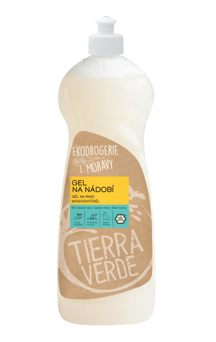 Tierra Verde Gel na nádobí - BIO sladká máta - 1 l - voní jako čerstvé lístky máty