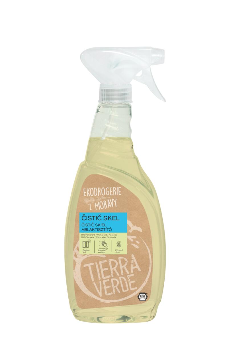 Tierra Verde Čistič skel s BIO pomerančem a citronelou (750 ml) - lesklá okna, zrcadla i nerez bez šmouh